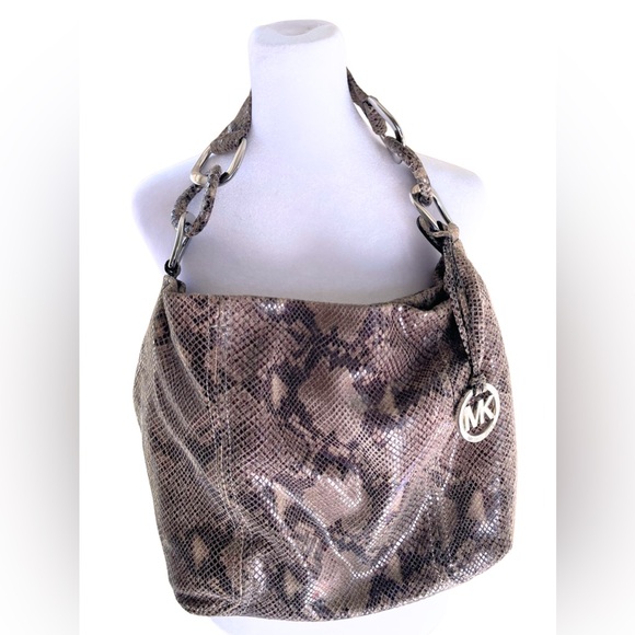 Michael Kors Handbags - Authentic Michael Kors Tan Snake Print Shoulder Bag